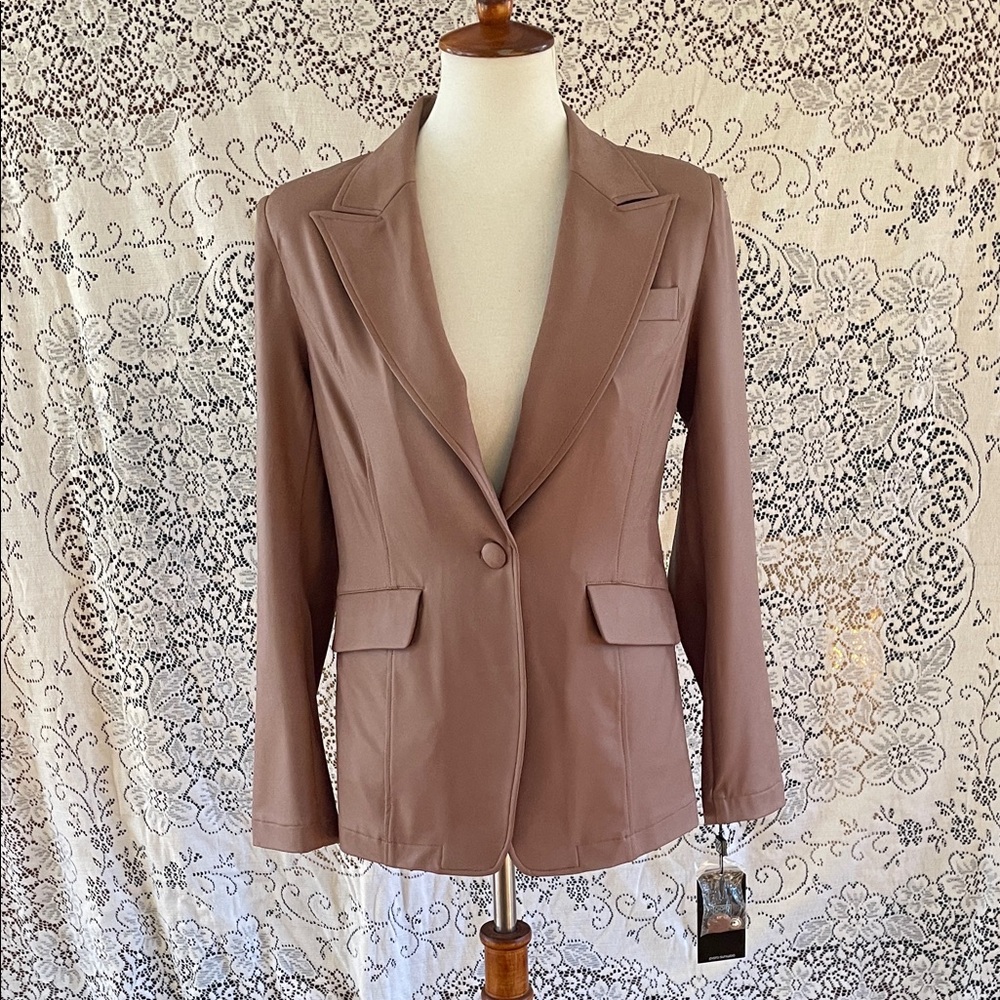 Clara Sunwoo Liquid leather Brown color Blazer Pockets